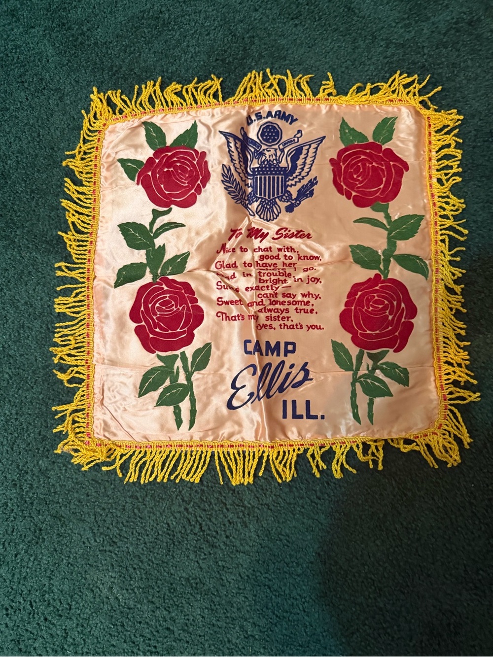 Vintage WW11 “Sweetheart” pillow cover